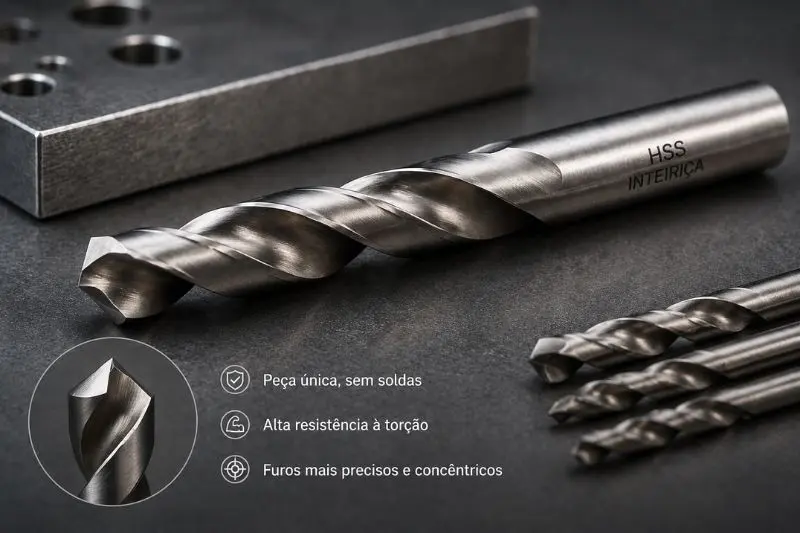 Broca helicoidal de aço rápido HSS inteiriça forjada sem pastilha de metal duro soldada